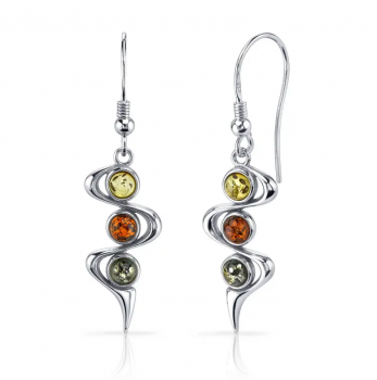 Baltic Amber Three Stone Drop Earings