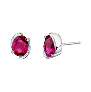 Oval Cut Ruby Bezel Stud Earrings