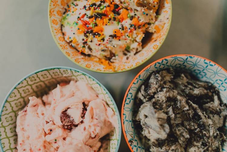Homemade ice cream in a bowl
