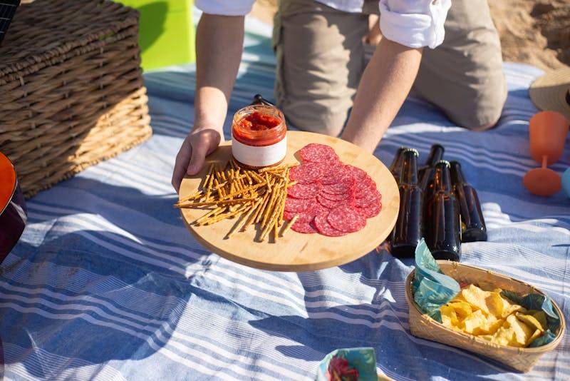 Outdoor picnic spread on a summer day