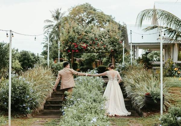 Outdoor wedding venue with natural scenery
