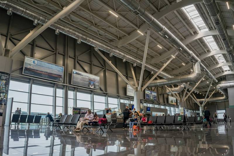 Airport terminal for summer holiday flights