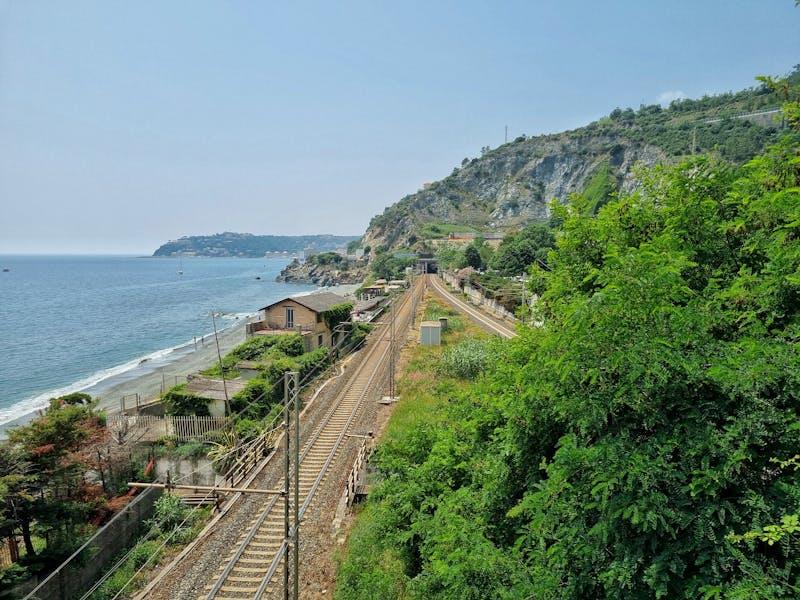Scenic train journey along the UK coast