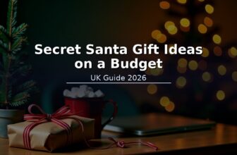Wrapped Secret Santa presents in kraft paper with red ribbons beside a decorated Christmas tree - budget gift guide