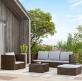£100 OFF 4-Piece Garden PE Rattan Sofa Set with Table