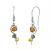 Baltic Amber Squiggle Green Honey Cognac Colour Drop Earrings in Sterling Silver