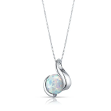 Opal Cabochon Pendant Necklace in Sterling Silver