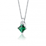 Princess Cut Emerald Pendant Necklace in Sterling Silver