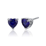 Heart Shaped Sapphire Stud Earrings in Sterling Silver